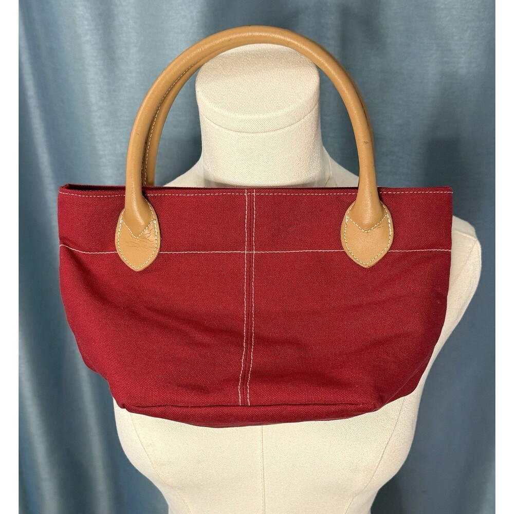 LILLIAN VERNON Red Canvas Mini Tote Handbag Purse Classic Luxury Small